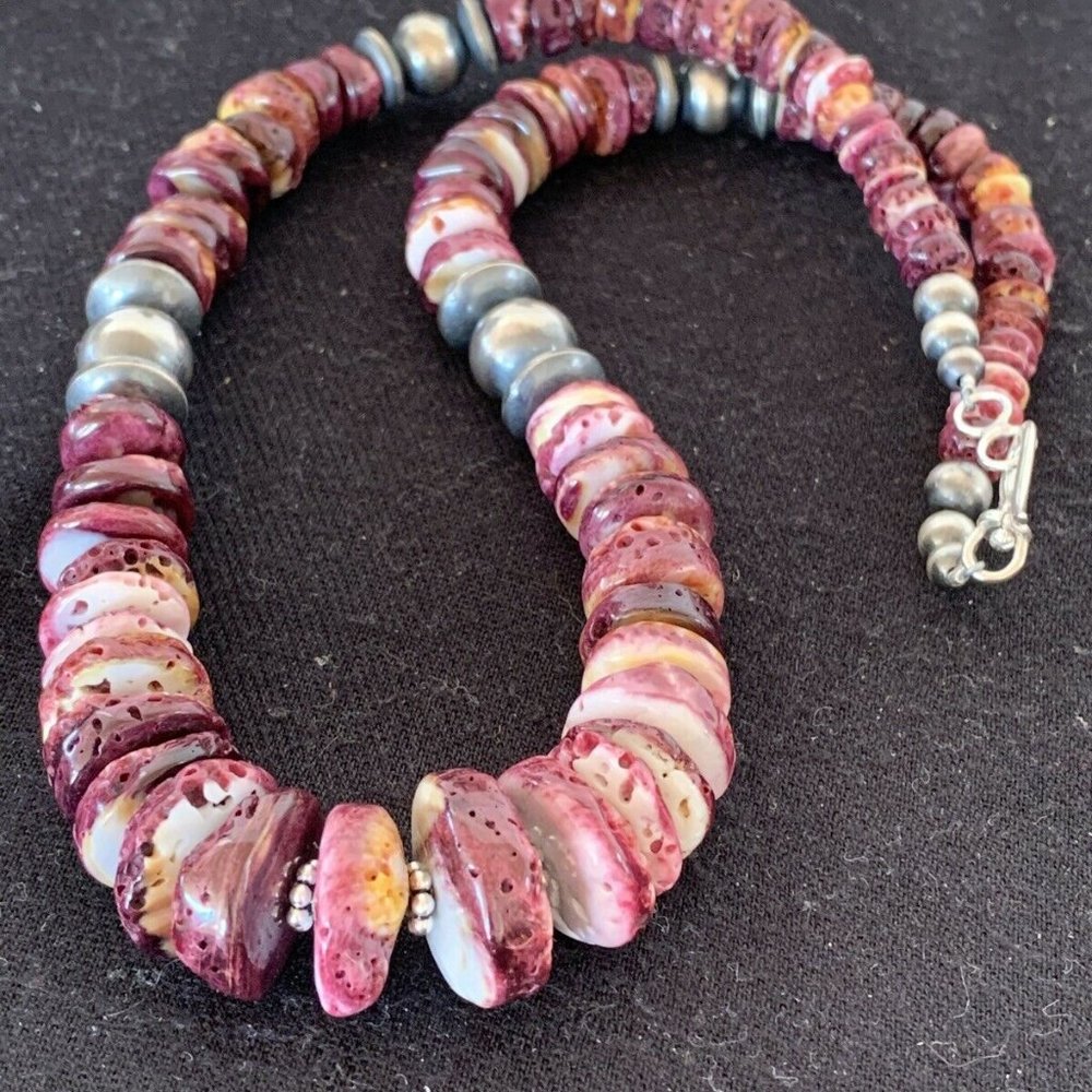 Navajo Pearls Spiny Oyster Necklace Pendant Ln 20 - Picture 10 of 12
